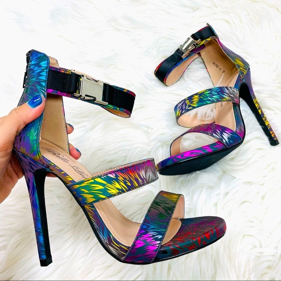 Shoes - Multi patterned iridescent heel